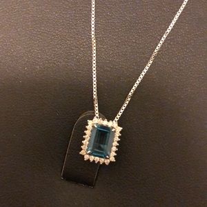 Monte Carlo 18k white gold blue topaz necklace